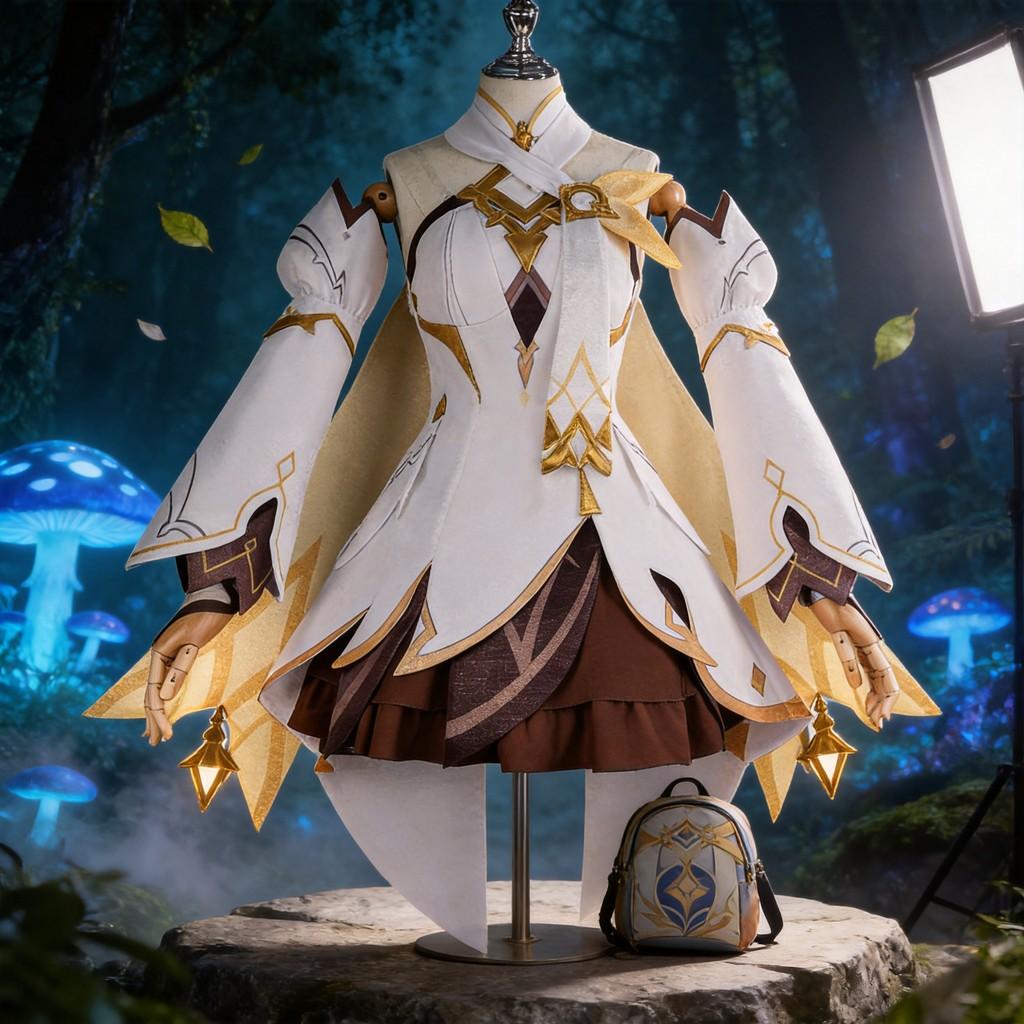 Disfraz Cosplay de Lumine Aether de Genshin Impact con Tejido de Poliéster para Role Play de Anime