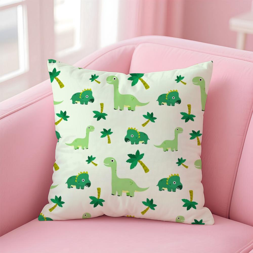 Cute DDinosaurs Pattern Cushion Cover Linen Pillowcase Cover Soft Decor for Sofa Home Room