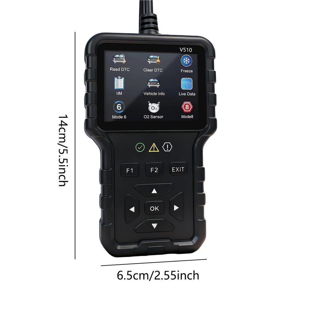 V510 Obd2 Scanner Diagnostic Tool | Battery Tester, Engine Fault Code Reader, Real-Time Data, Dtc Search, Frozen Frame, Scan Tool for All Obdii