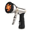 Durable Metal Garden Hose Nozzle Orange 9 Spray Patterns Water Hose Sprayer Heavy Duty Metal Adjustable Car Wash Nozzle