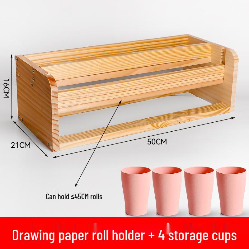 Pine Wood Children's Tabletop Art Easel with Long Drawing Paper Roll