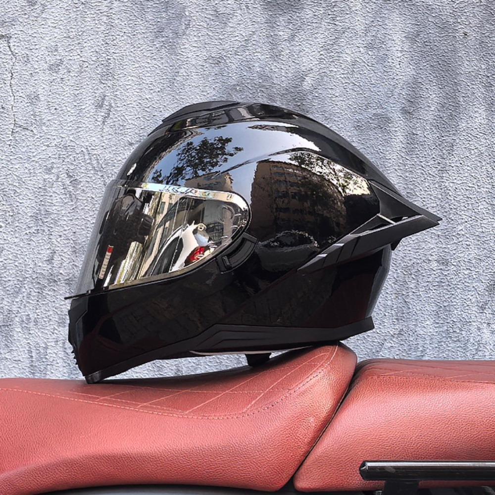 DOT Full Helmet Double Mirror Helmet Men's Four-season Universal Hard Hat Female Knight Locomotive Double Lens