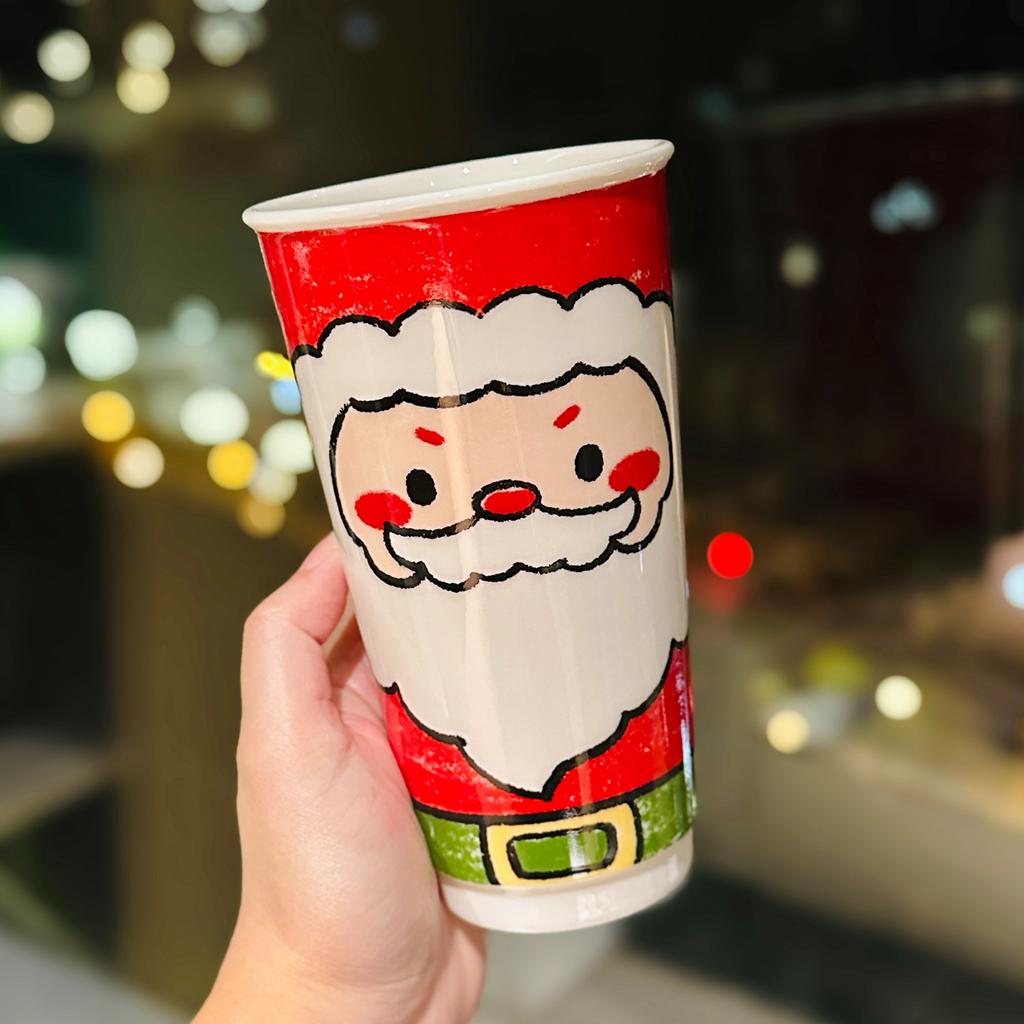 Cartoon Santa Claus Ceramic Cup Cute Christmas Snowman Cup Gift for Friends Drinking Cup Souvenir