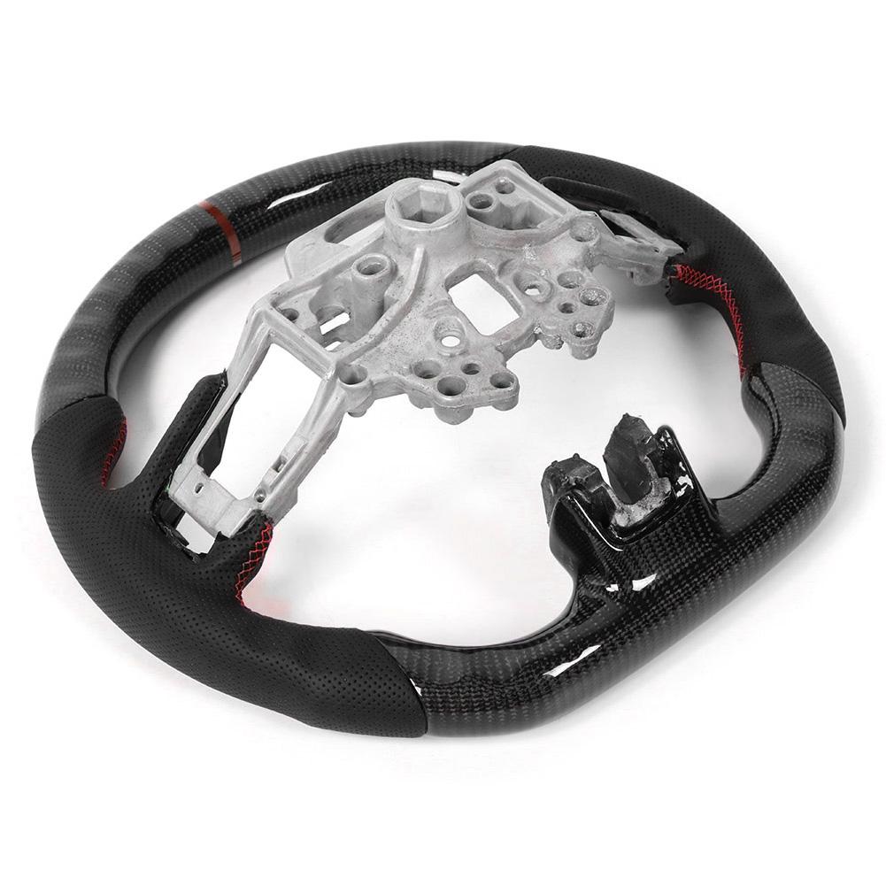 Carbon Fiber Steering Wheel Preforated Leather W/ Stitching Fit for Ford Mustang EcoBoost GT Shelby GT350 /GT350R 2018-2020