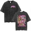 Anime Washed Vintage T Shirts Jojo Bizarre Adventure Tshirt Manga Giorno Giovanna Streetwear Men Women Casual Oversized T Shirt