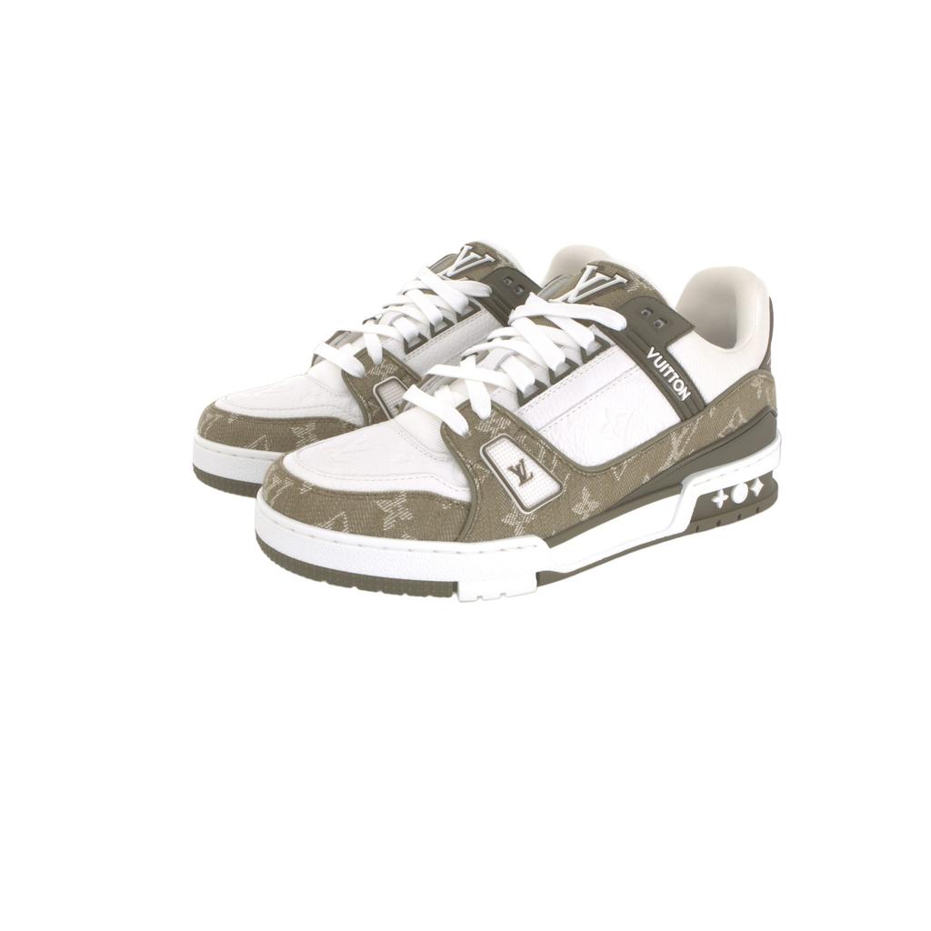 LOUIS VUITTON Trainer Cow Leather Low top Skateboard Shoes Men's Green 1AIKMV