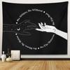 Witchcraft Palm Moon Flower Star Tapestry Black and White Retro Wall Hanging Bedroom Dormitory Home Decoration