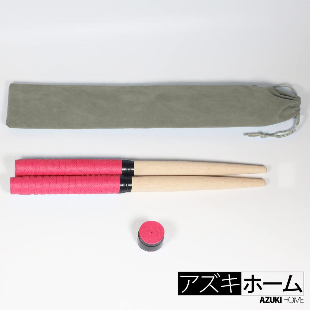 Azuki Home Taiko Maibachi Drumstick for Beginners Storage Bag with Replacement Grip Red