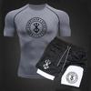 Men's Anime Double-Layer Quick-Dry Shorts & Tee Set for Outdoor Running & Fitness