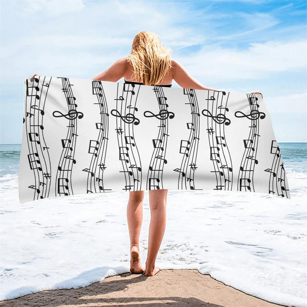 Melodic Piano Bath Towel - Musical Notes Design, Soft Absorbent, Perfect for Music Lovers, Adds Harmony To Your Beach Days