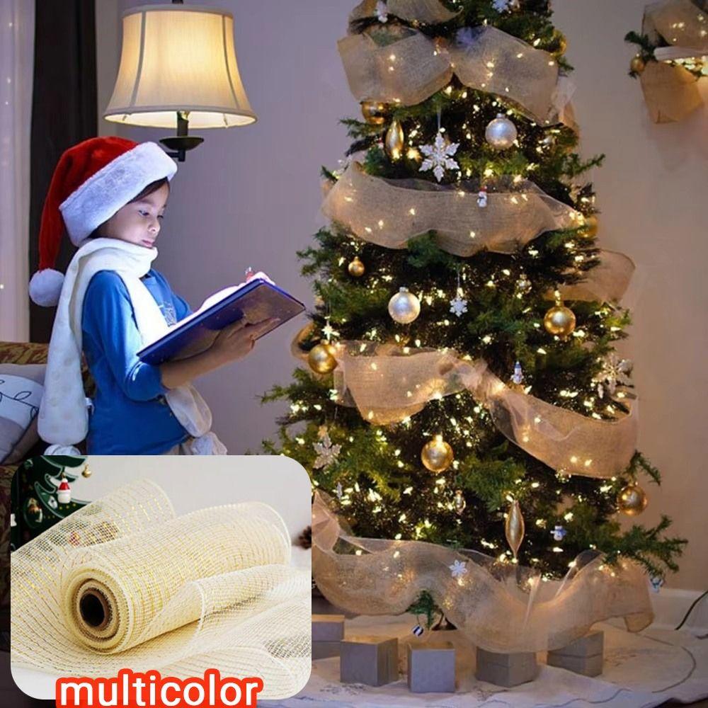 Shiny Christmas Decoration Mesh Ribbon 26cm Christmas Wrapping Ribbon  Gift Package