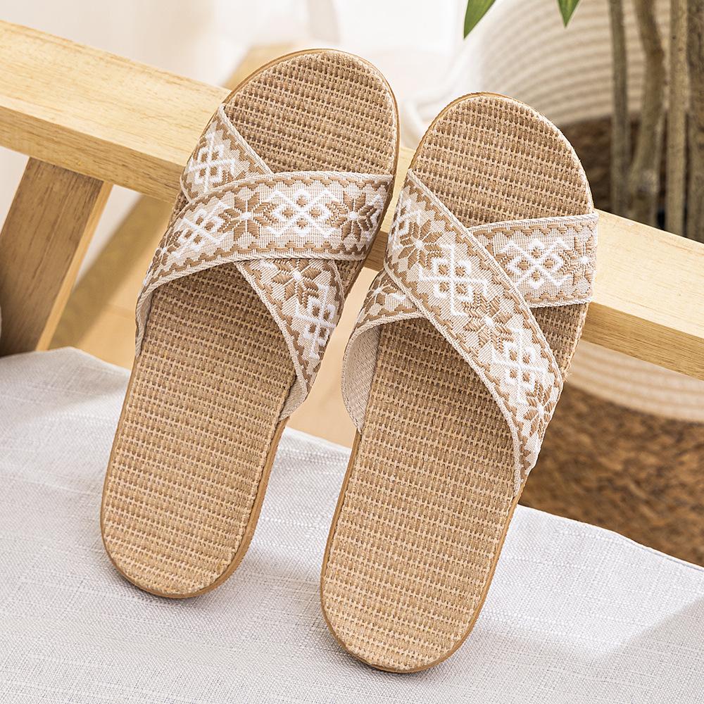 Four Seasons Women's Linen Deodorant Anti-slip Indoor/Outdoor Silent Slippers