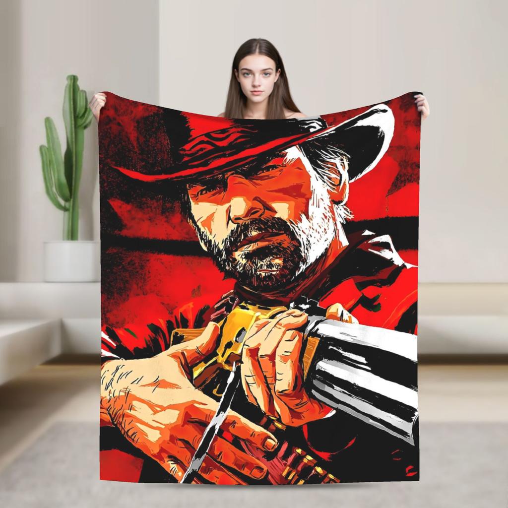 Warm Soft Blanket Travel Office Arthur Morgan  RDR 2 West Cowboy Vintage Bedding Throws  Flannel Bedspread For Sofa Bed Cover
