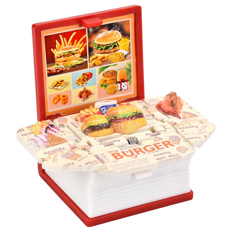 Mini Hamburger 3D Pop-up Book Keychain: Trendy Pendant & Creative Decompression Toy.