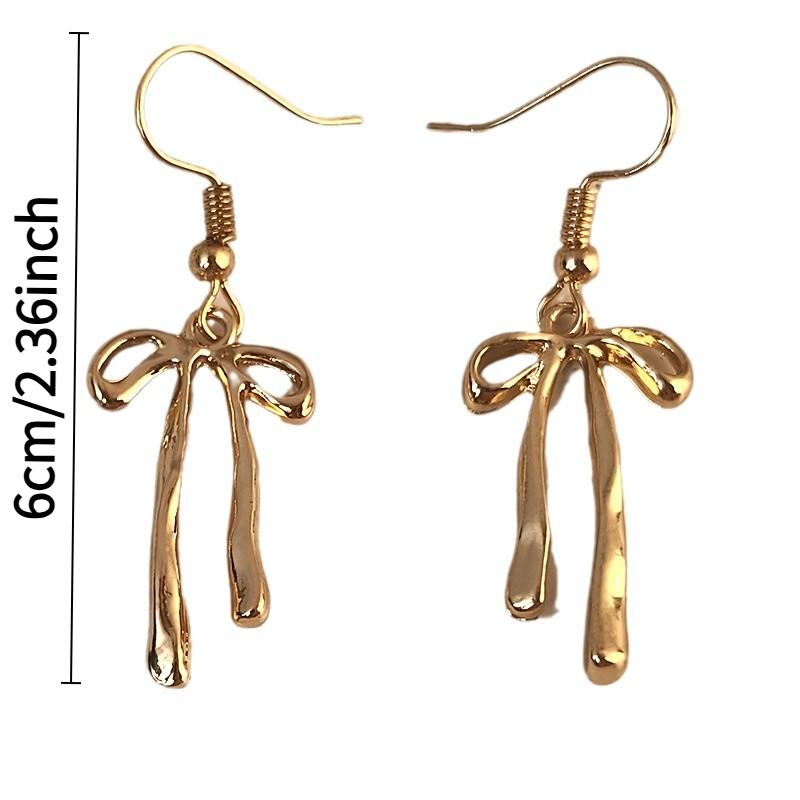 New Bow-Knot Fringe Earrings Elegant gold-tone earrings with a sophisticated aesthetic Ladies' earrings