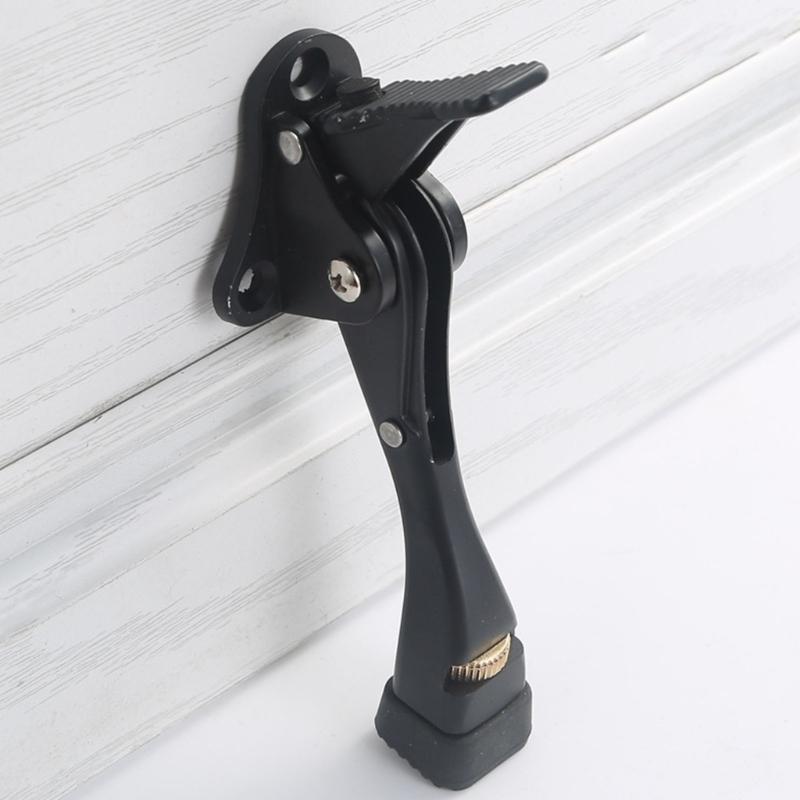 2Pcs Easy Pedals Kick Down Door Stop Adjustable Door Holder Wall Protector Zincs Alloy Doorstop with Rubber Tip