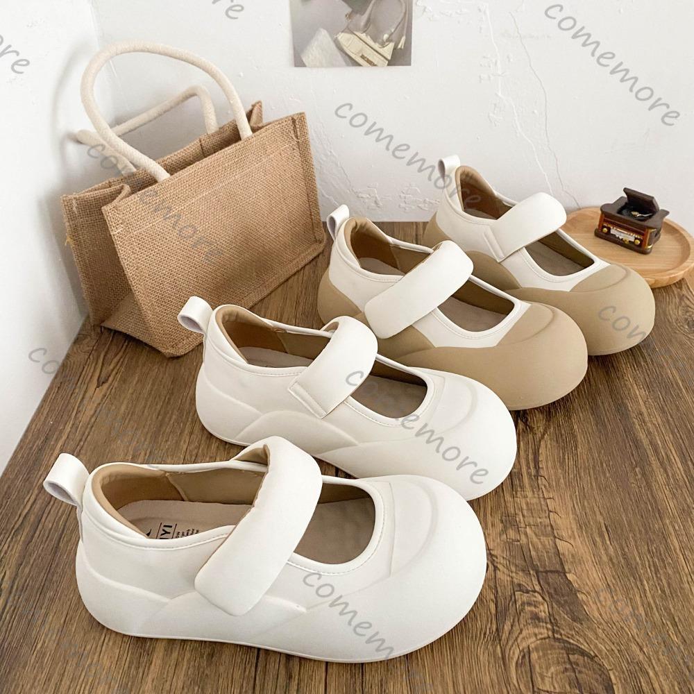 Fashion Comemore Thick-soled Cute Round Toe Mary Janes Shoes Women Spring Autumn Flat Bottom Casual Height-increasing Women's Shoes