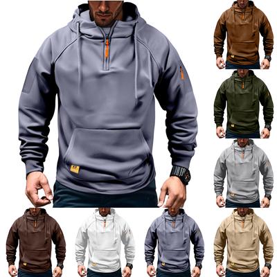 Men'S Sports  Leisure  Half Zipper  Multiple Pockets  Hooded Hood  Hoodie