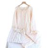 New Women's Pajamas Spring and Autumn Cotton Double-layer Gauze Flower Long-sleeved Sweet Floral Thin Loungewear Set