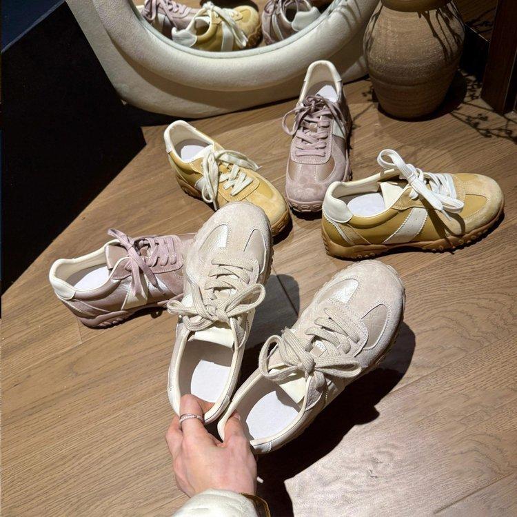 Leather retro German training shoes women's 2025 spring new versatile and lightweight Forrest Gump shoes flat casual running sports shoes