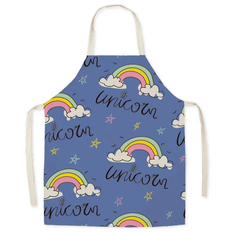 

Summer Rainbow Sun Abstract Pattern Apron Adult Sleeveless Kitchen Men And Women Home Baking Waist Bib 55X68cm