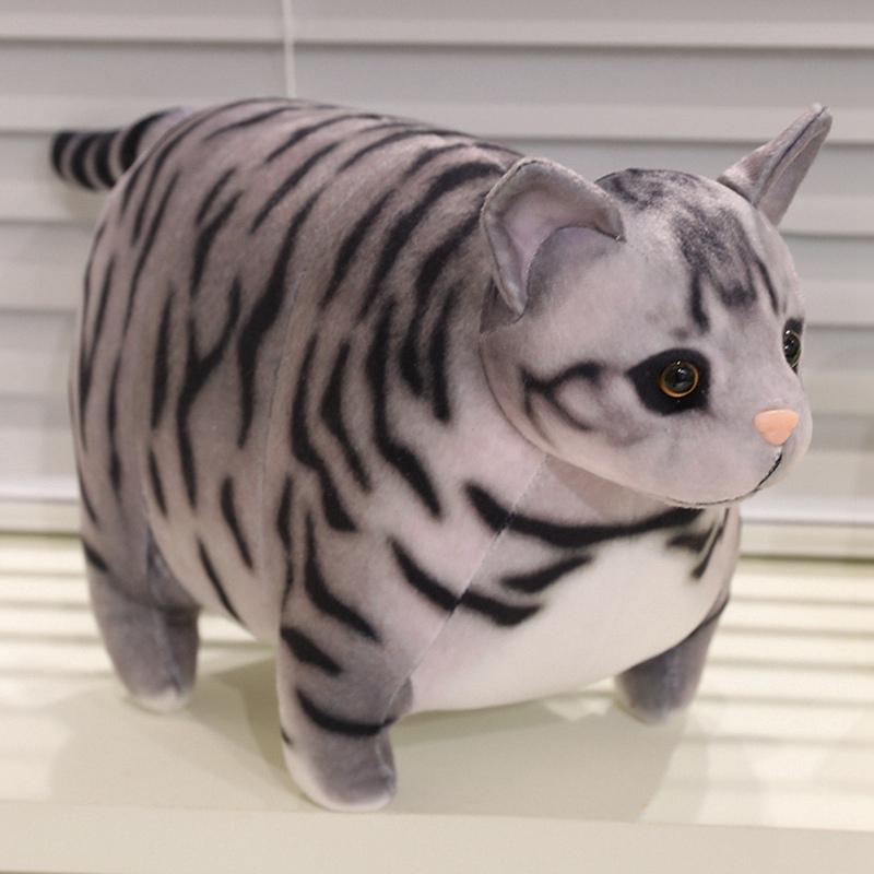 Funny Lifelike Chubby Cat Plush Toys Cotton Stuffed Full Pet Cat Doll Cute Pet Kitten Hanging Toys Bags Decor Home Throw Pillow