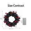 40cm Artificial Rose Branch Wreath with Simulated Spider and Berry Accents for Halloween Party Door Wall Window Decoration