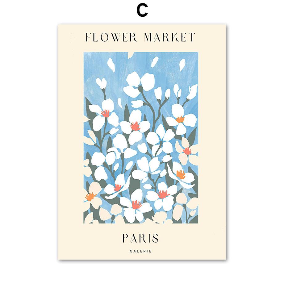 Abstract Fresh Flower Market Paris Plant Leaf Boho Nordic Posters And Prints Wall Art Canvas Painting Pictures Living Room Decor