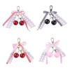 Cute Cherry Bows Keychain 3D Fruit Keyring for Women Car Keys Holder and Bag Charm Bags Pendant Backpack Decoration
