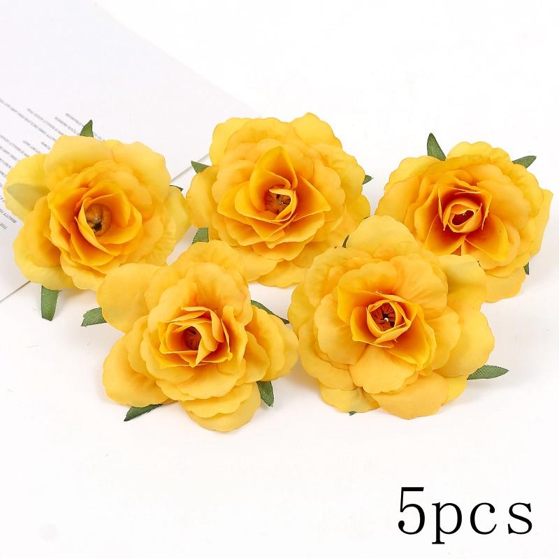 Orange Artificial Flowers Heads Silk Fake Flowers for Home Decor Party Marriage Wedding Decoration DIY Wreath Gifts Accessories