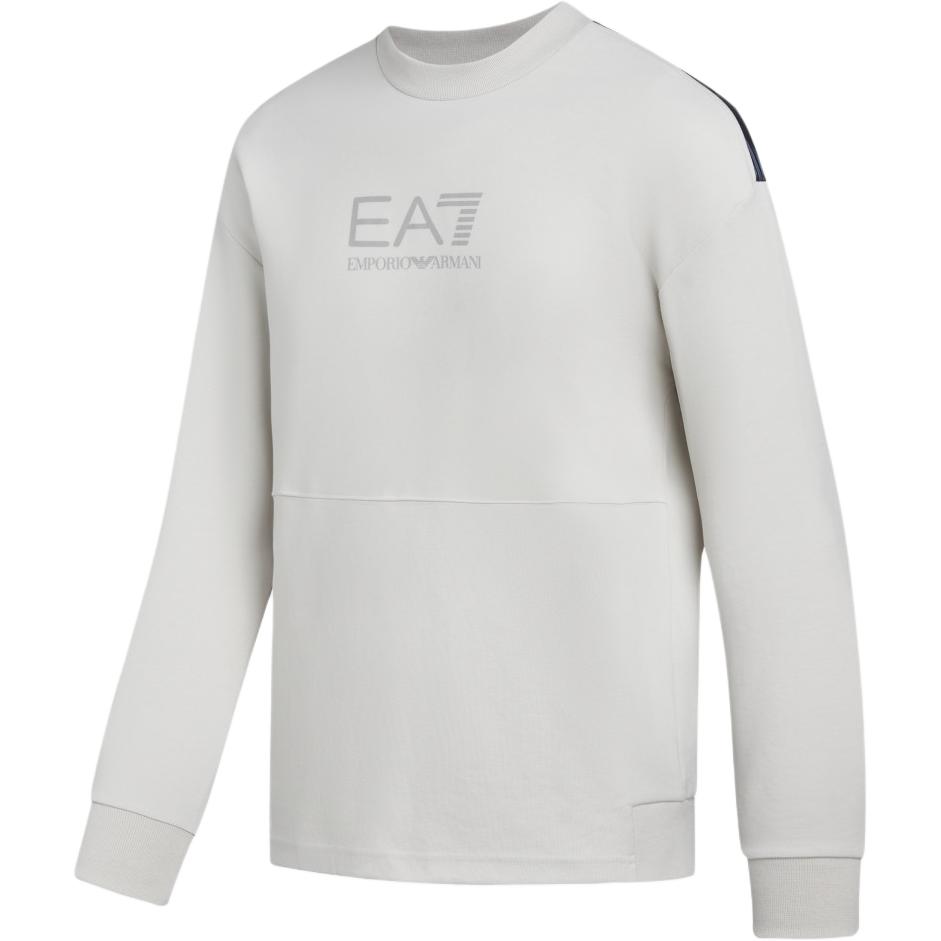 Emporio Armani EA7 FW24 Buchstaben Zahlen Logo Print Rundhals Lässiges Langarm Sweatshirt Herren sweatshirt Grau 6DPM23-PJUWZ-1909