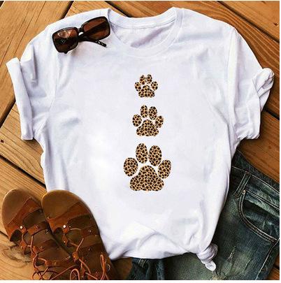 OUnisexs Shortsleeved Tshirt Fashionable Leopard Print Heart Print Base Shirt Women Clothes Graphic T Shirts