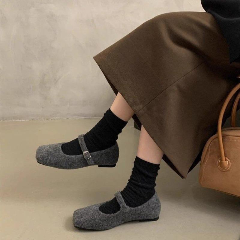 Damkläder retro Mary grunda mun enkla skor höst ny high-end temperament platt sula Doudou skor