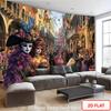 2D Venice Carnival Photography Background, Vintage Venetian Masquerade Ball Masked Party Decor Banner