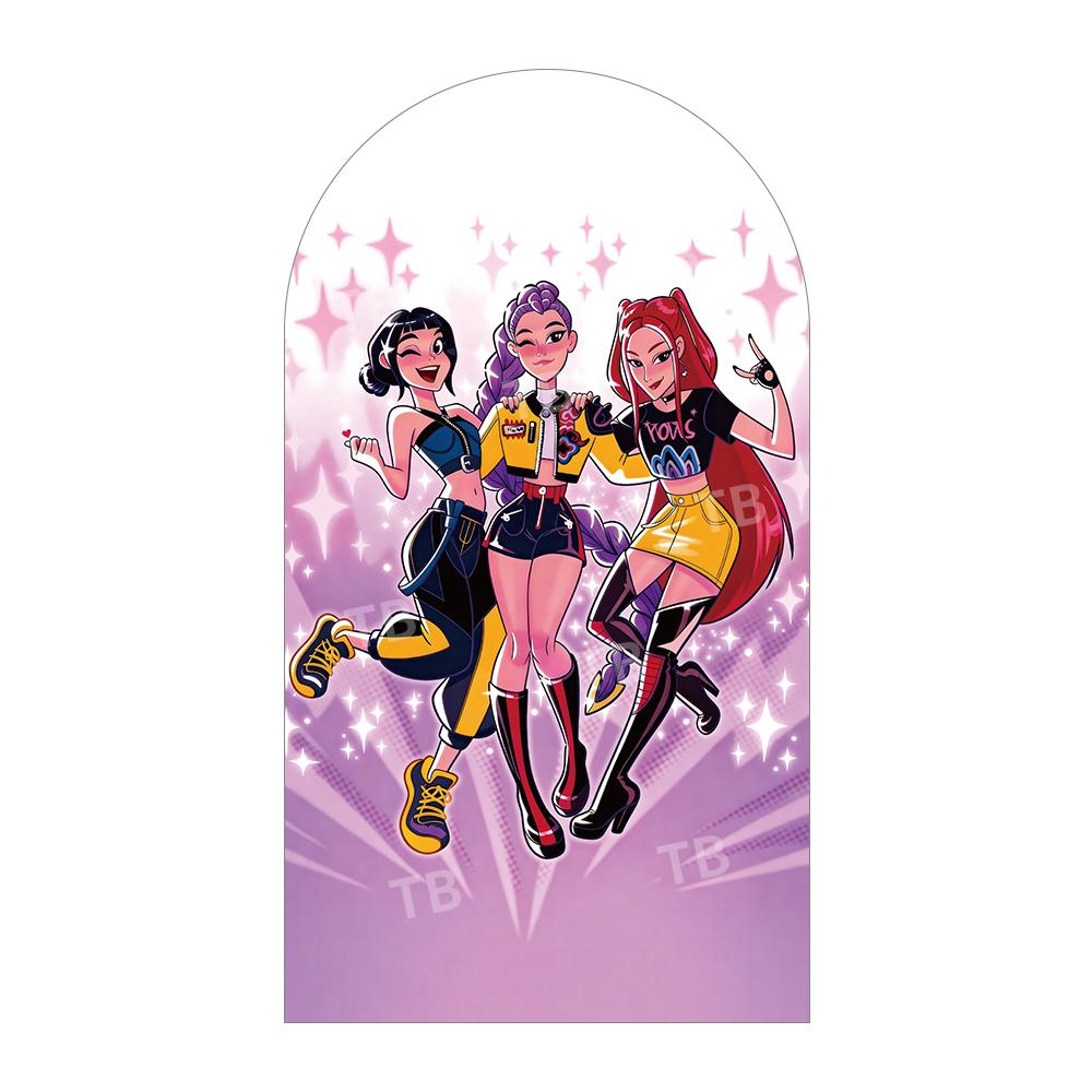 K-POP Demon Hunter Arch Backdrop Cover Girls Birthday Party Decoration Baby Shower Cool Stage Kids Photography Background Wall