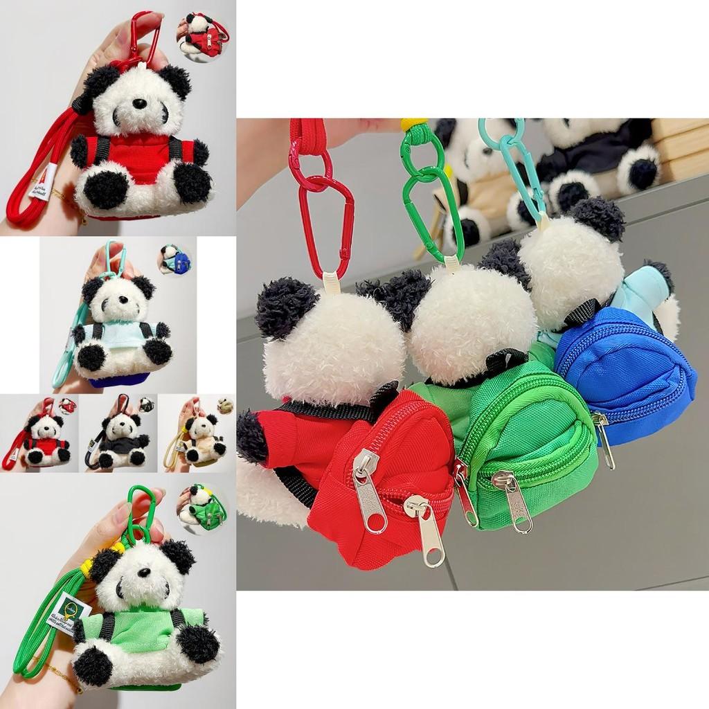 Soft Plush Panda Backpack Keychain Cute Cartoon Keyring Accessory For Gifts
