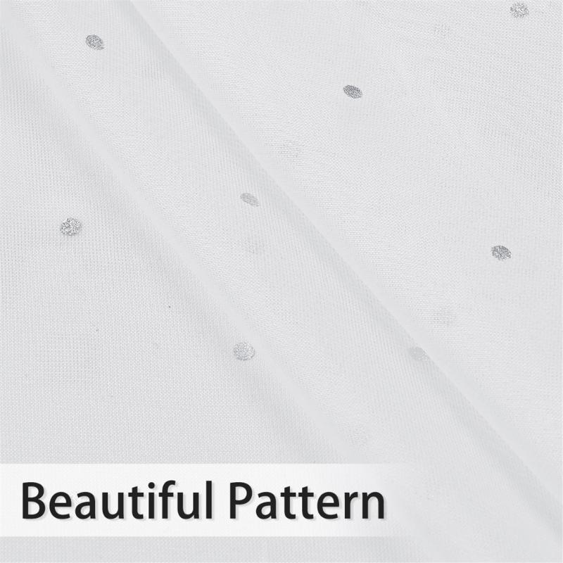 Elegant Silver Dot Design Semi Blackouts Curtains 2Pieces Polyester Window Treatments for Home Decoration