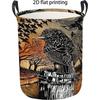 1pc Laundry Basket, Black Bird Forest Pattern. Foldable Dirty Laundry Basket with Handle for Home Decoration/Room Storage, Laundry Baskets