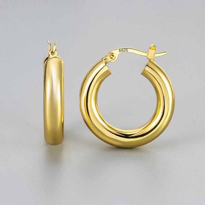 925 Sterling Silver Earrings For Women Trendy Gold Color Geometric Earring Jewelry Prevent Allergy Party Accessories Gift