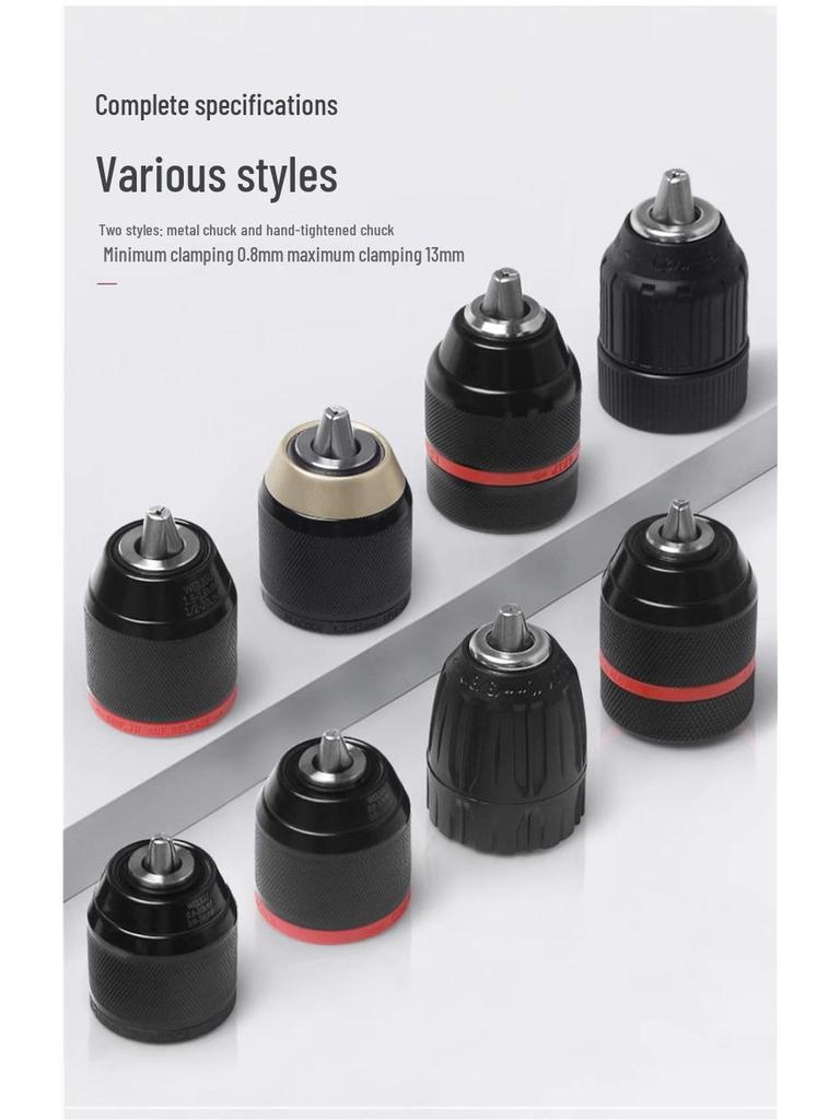 Self-Locking Ratchet Drill Chuck 1.5-13mm Quick-Change Adapter, 20/24UNF.