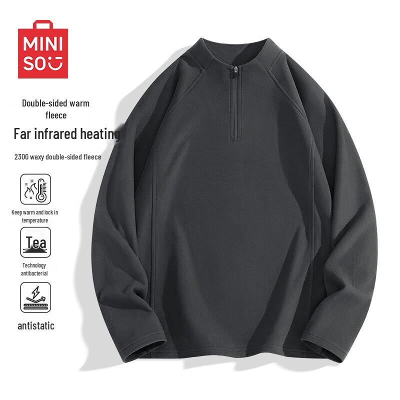 MINISO Men s Double-Sided Fleece Half-Zip T-Shirt XL
