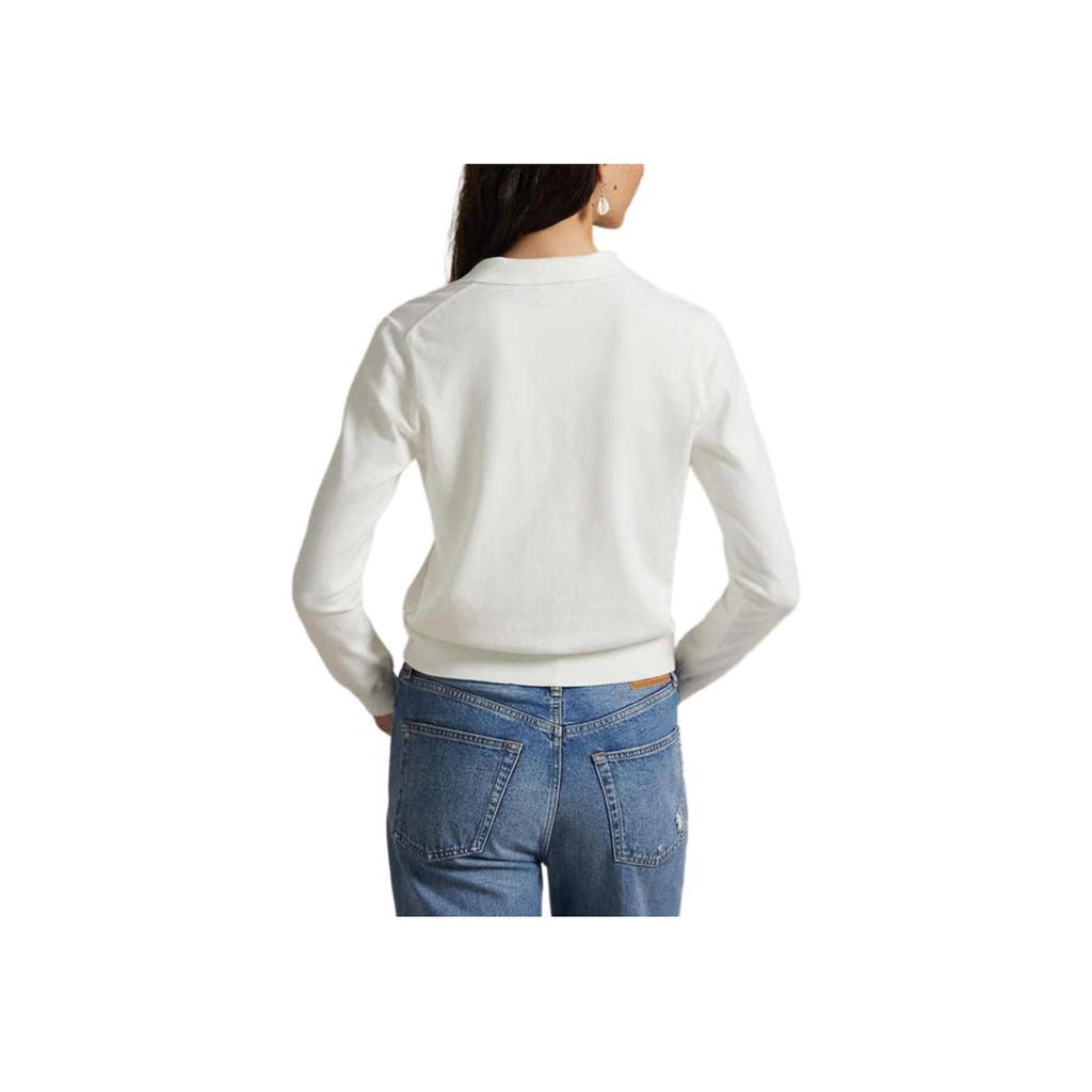 Polo Ralph Lauren Solid Color Polo Collar Button Long Sleeve Knit Sweater Women Sweater White WMPOSWENDW20438-100