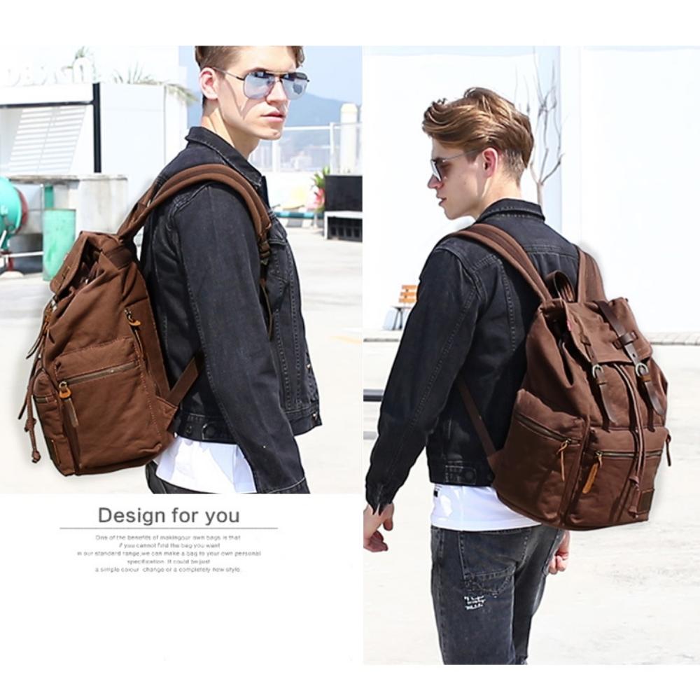 Canvas Bag Retro Men's Bag Durable Backpack Computer Bag Student Schoolbag Outdoor Travel Bag