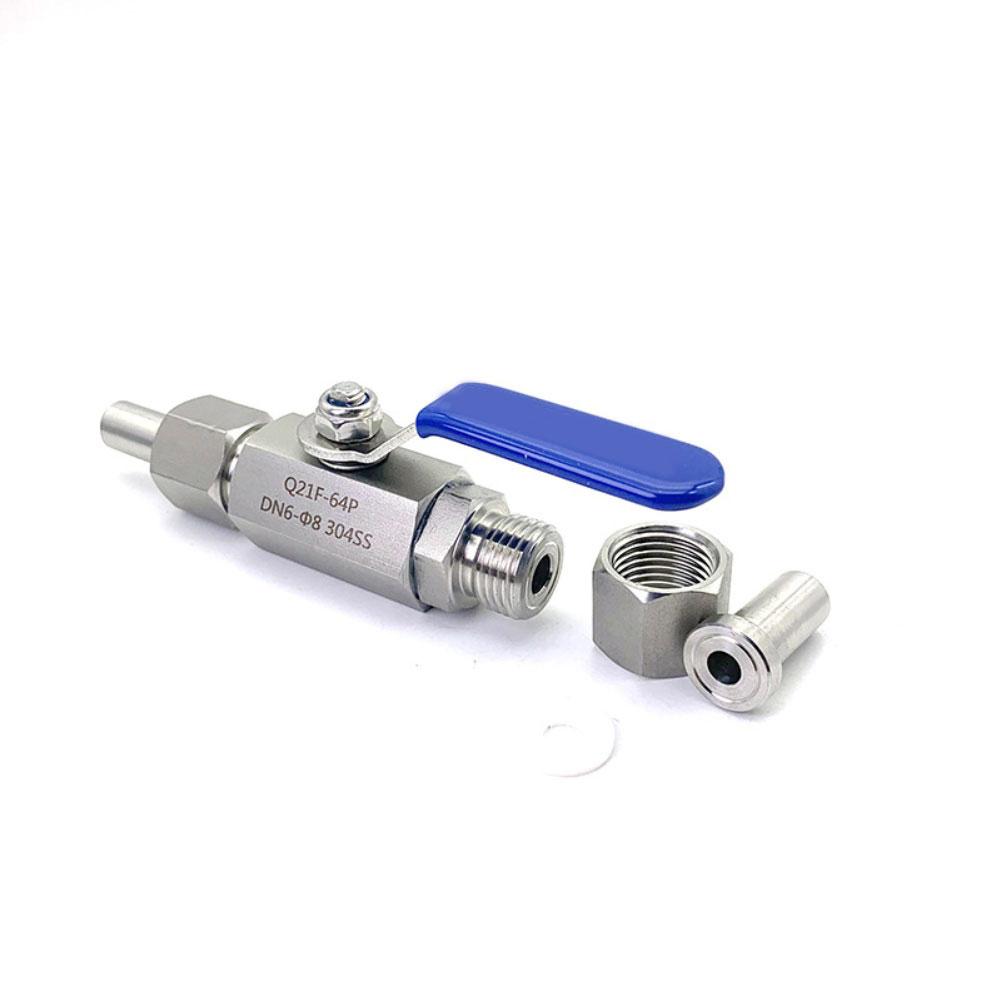 304 Stainless Steel Valve Connector Pipeline Connector DN6- 12mm Stainless Ball Valve 0-120 C Easy Installation