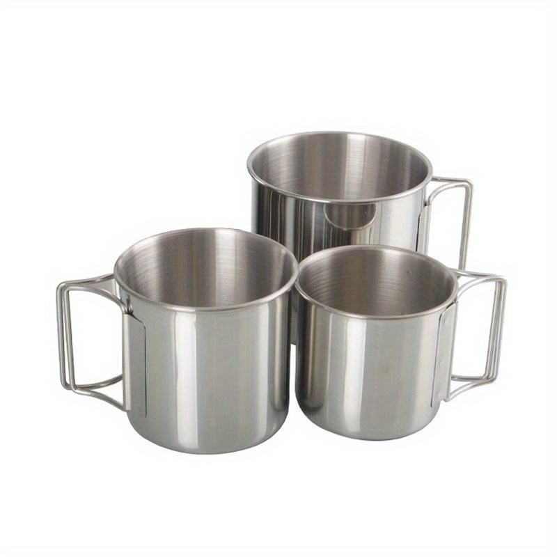 Edelstahl Campingbecher Outdoor Wandern Reisen Tee Kaffee Bier Tassen mit klappbarem Griff Wasserflasche.