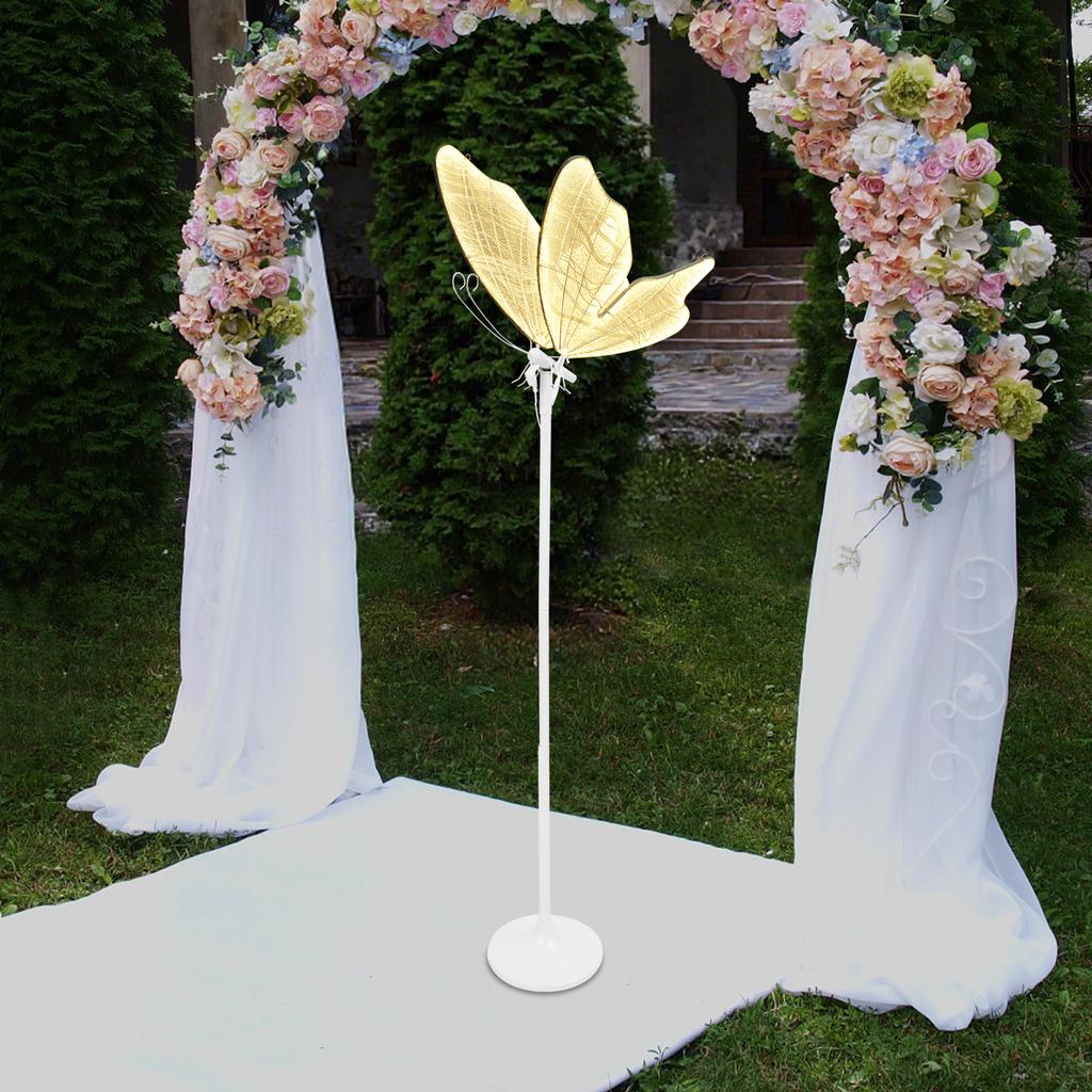 Elegant LED Illuminated Butterfly Pathway Floor Lamp, 1-Piece Romantic Warm White Ambient Lighting for Wedding Reception Decor