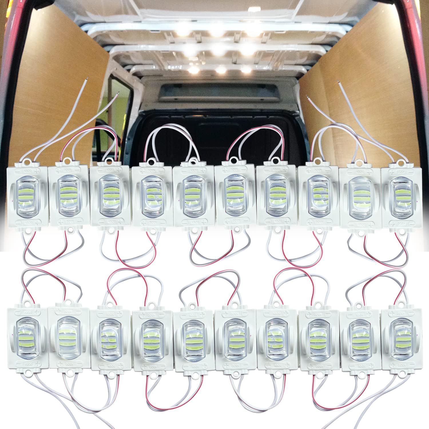 

Ampper 12V 20 Pods Interior Van LED Light, White 20 Pods