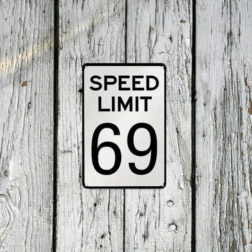 Vintage Metal Wall Art Speed Limit 69 Sign Garage Bar Decor