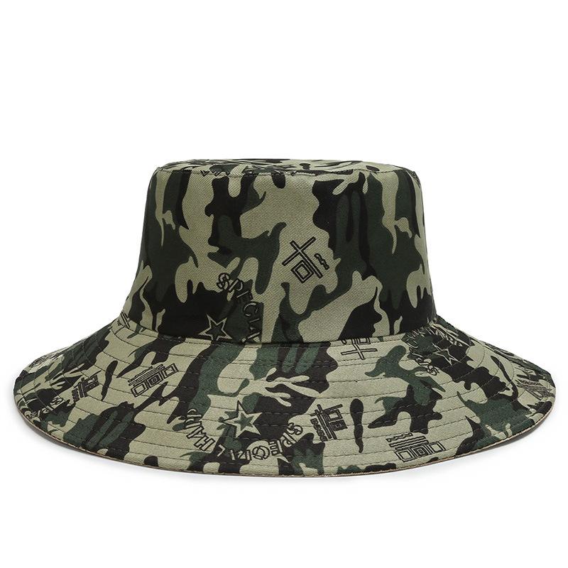 New Camouflage Big Eaves Bucket Hat Sunshade Sunscreen Fishing Essential Simple Casual Versatile
