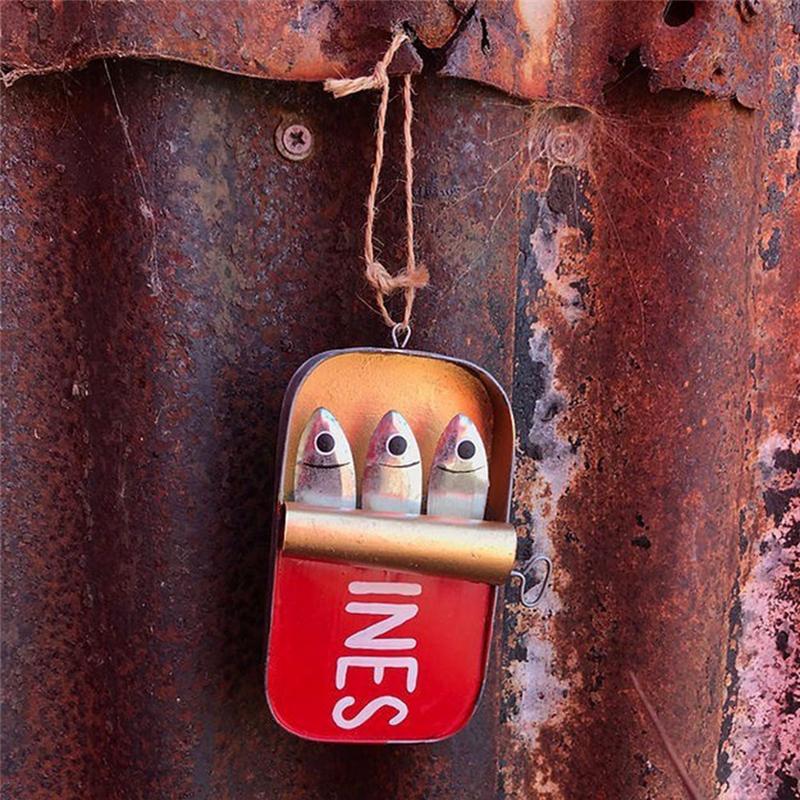 M-Modern-Tin Of Sardines Quirky Hanging Ornament,A Quirky Little Piece, Funny Fishing Ornaments,Sardine Can Canned Fish Seafood